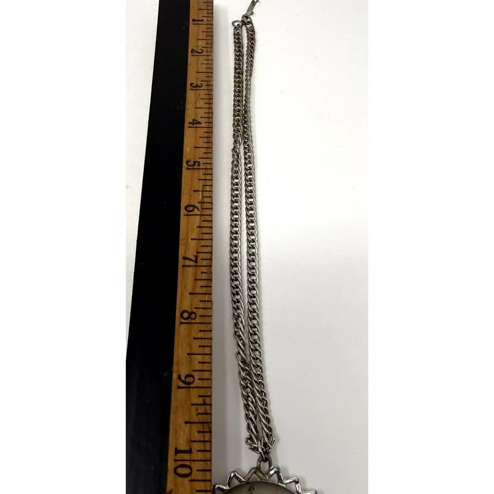 Vintage Horses Equestrian Themed Round Medallion Silver Toned Necklace